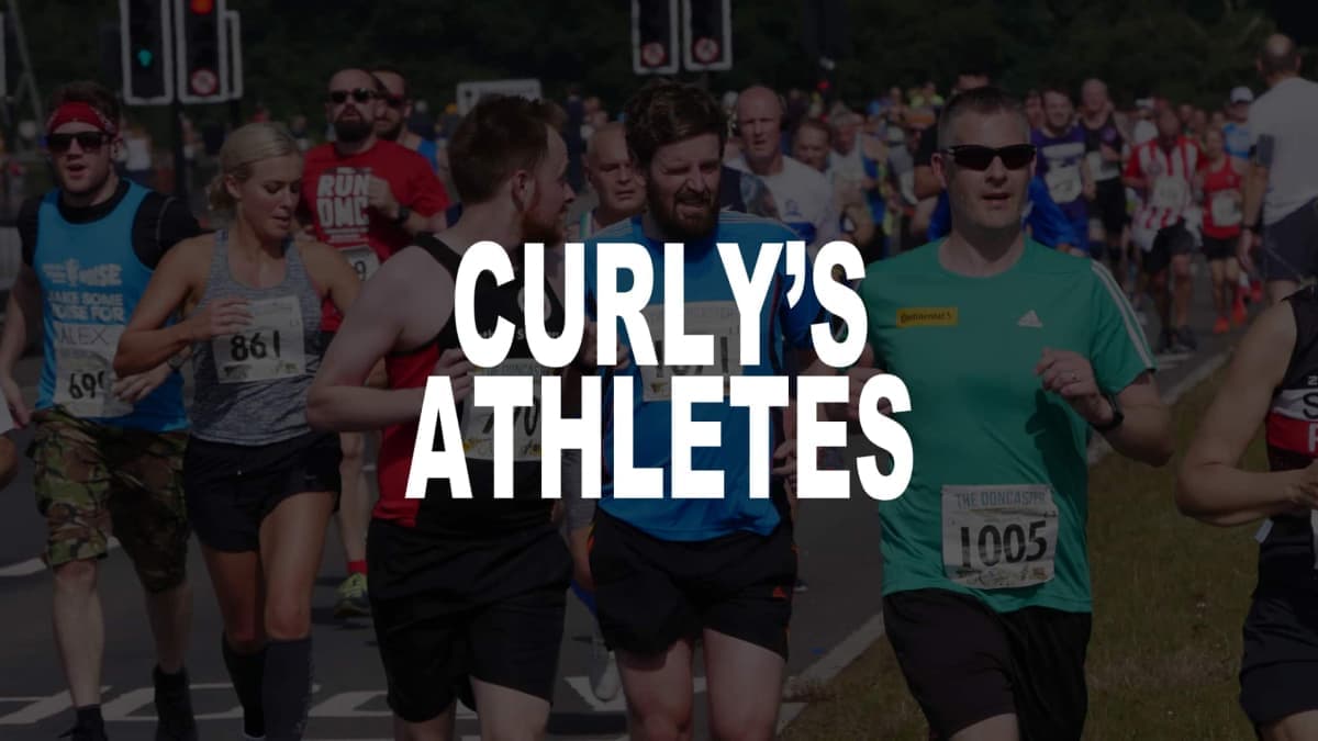 Curly’s Athletes branding with runners taking part in a road race